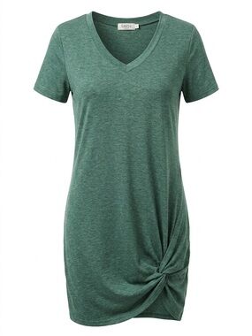 Locryz Green V-Neck Knot Side Tunic